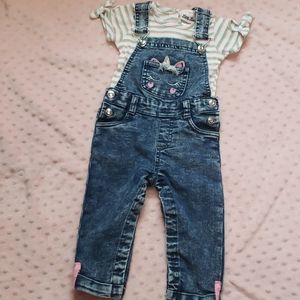 Little Lass Unicorn overalls 12 months 2-piece